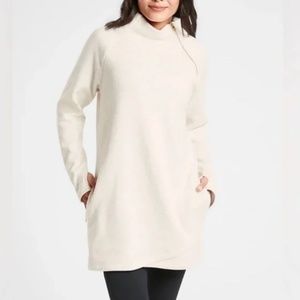 Small Athleta Cozy Karma Asym Sweatshirt Dress in Cream